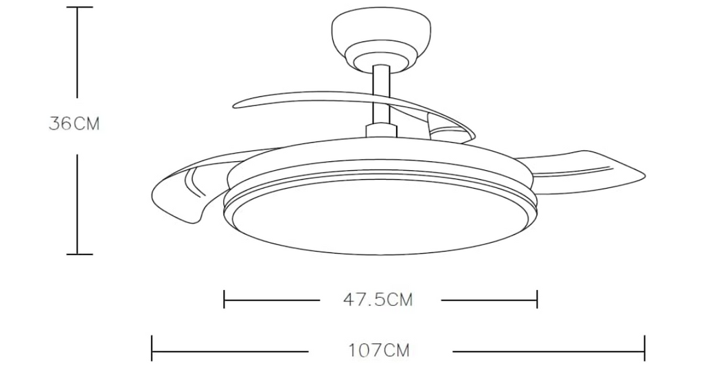 Ventilador de Techo 50 cm con Luz LED y Aspas Retráctiles Madera liso