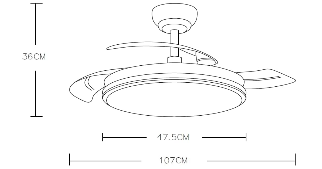 Ventilador de Techo 50 cm con Luz LED y Aspas Retráctiles Madera liso