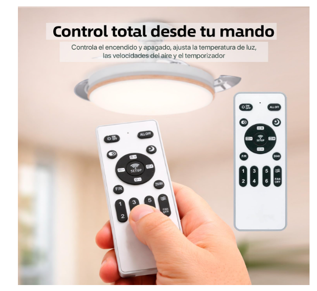 Ventilador de Techo 50 cm con Luz LED y Aspas Retráctiles Madera liso