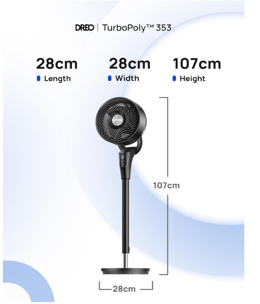 Ventilador de Pie Silencioso Dreo 20 dB con Motor DC y 8 Velocidades