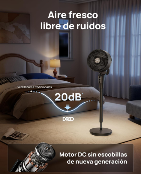 Ventilador de Pie Silencioso Dreo 20 dB con Motor DC y 8 Velocidades