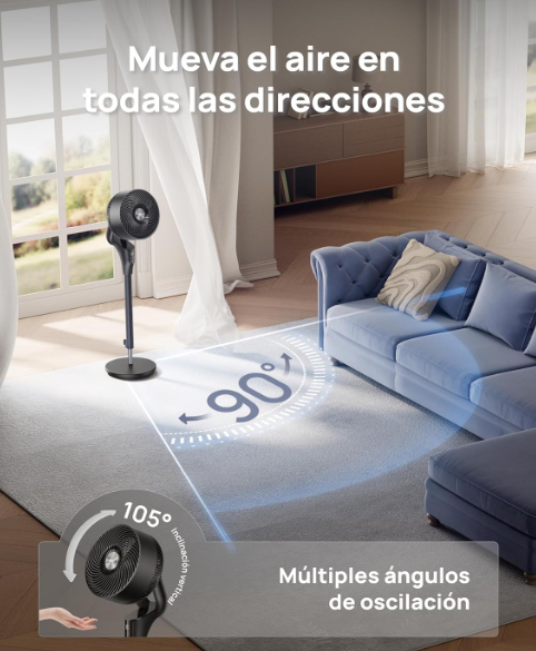 Ventilador de Pie Silencioso Dreo 20 dB con Motor DC y 8 Velocidades