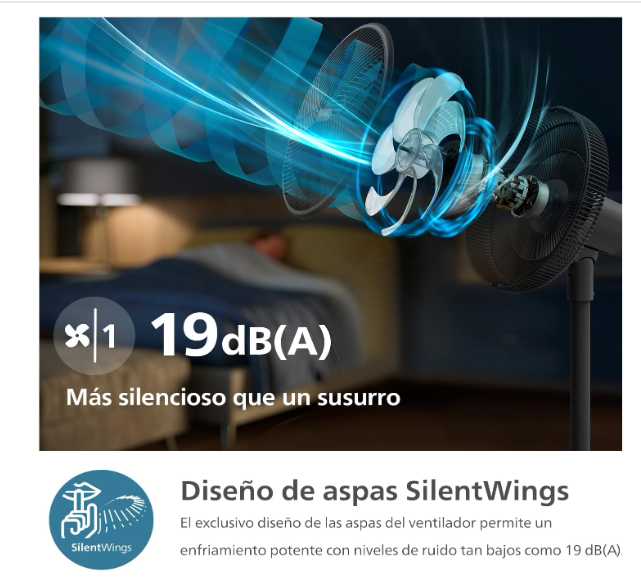 Ventilador de Pie Philips Serie 3000 Smart – 19 dB con App