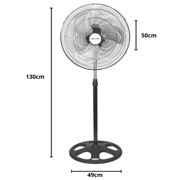 Ventilador de Pie Max Star 18” 70W Oscilante con 3 Velocidades