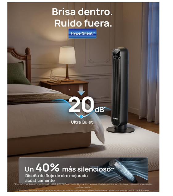 Ventilador de Torre Dreo 20 dB 7,6 m/s con Mando a Distancia
