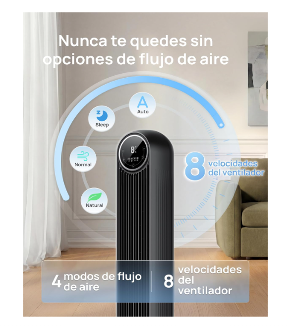Ventilador de Torre Dreo 20 dB 7,6 m/s con Mando a Distancia