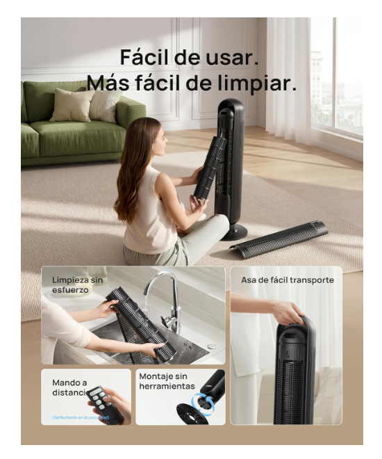 Ventilador de Torre Dreo 20 dB 7,6 m/s con Mando a Distancia