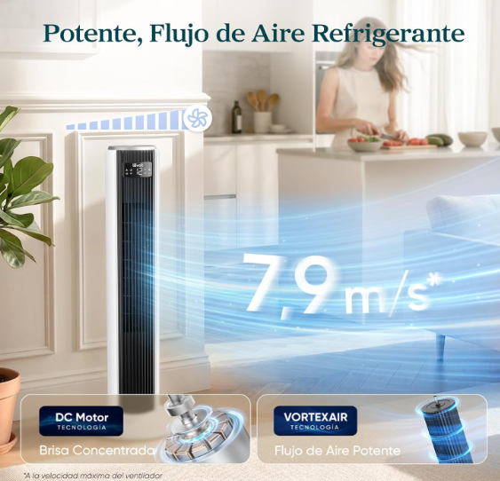 Ventilador de Torre Levoit 20 dB 7.9 m/s Motor DC con Mando