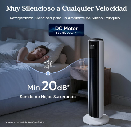 Ventilador de Torre Levoit 20 dB 7.9 m/s Motor DC con Mando