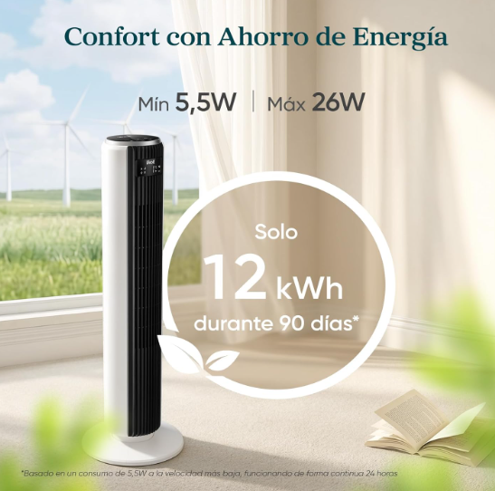Ventilador de Torre Levoit 20 dB 7.9 m/s Motor DC con Mando