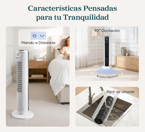 Ventilador de Torre Levoit 20 dB 7.9 m/s Motor DC con Mando