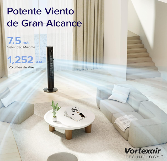 Ventilador de Torre Levoit 25 dB 7.5 m/s 23W con Mando