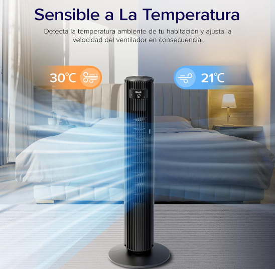 Ventilador de Torre Levoit 25 dB 7.5 m/s 23W con Mando