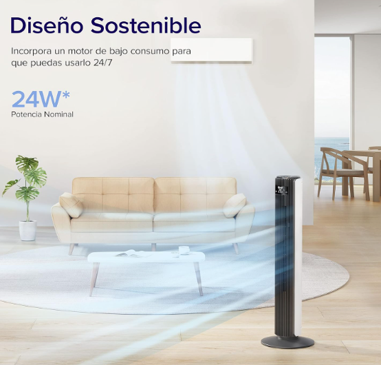 Ventilador de Torre Levoit 25 dB 7.5 m/s 23W con Mando
