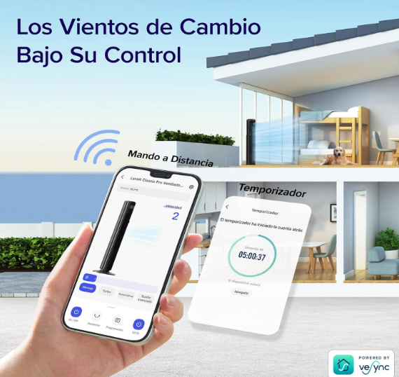 Ventilador de Torre Levoit Inteligente 25 dB 7.9 m/s Motor DC