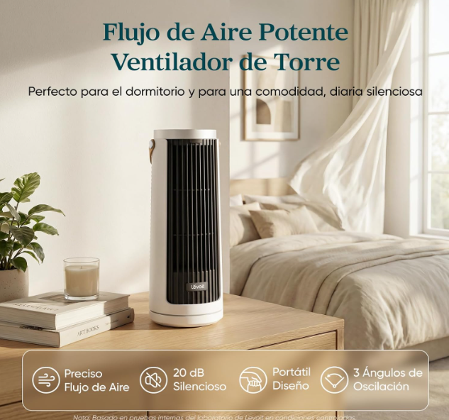Ventilador de Torre Levoit Compacto 20 dB 7 m/s Motor DC