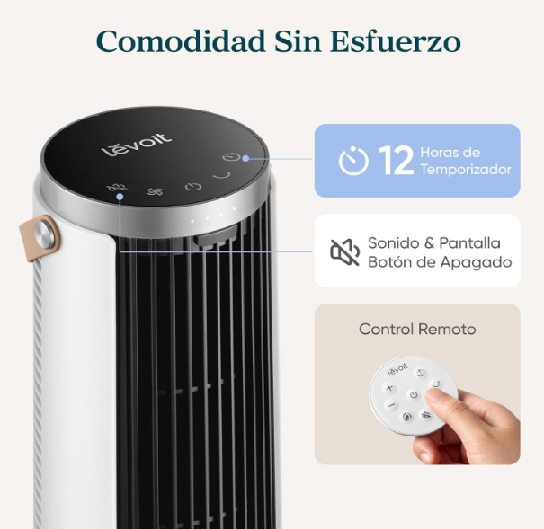Ventilador de Torre Levoit Compacto 20 dB 7 m/s Motor DC