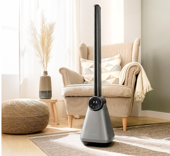 Ventilador de torre sin aspas Cecotec EnergySilence 9890 Skyline Bladeless de 39" y 50W | Pantalla LED Táctil | Mando | 3 Modos | Temporizador 15h | Oscilación 40º