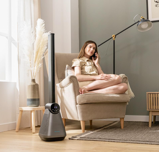 Ventilador de torre sin aspas Cecotec EnergySilence 9890 Skyline Bladeless de 39" y 50W | Pantalla LED Táctil | Mando | 3 Modos | Temporizador 15h | Oscilación 40º