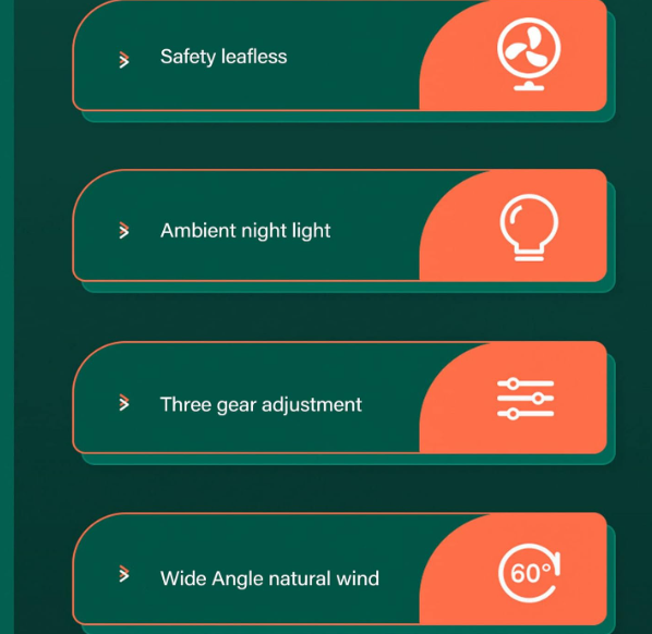 Ventilador de escritorio sin aspas Luqeeg con Control Táctil, Luz LED, Oscilación, Silencioso y Recargable USB | Compacto para Oficina y Hogar