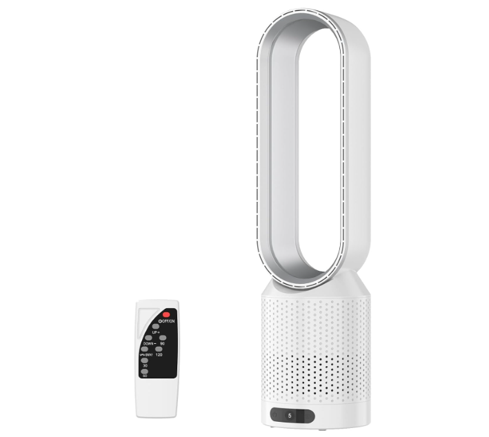 Ventilador sin aspas Sulobom 2 en 1 con Purificador HEPA, 8 Velocidades, Oscilación 90°, Temporizador y Mando | Muy Silencioso