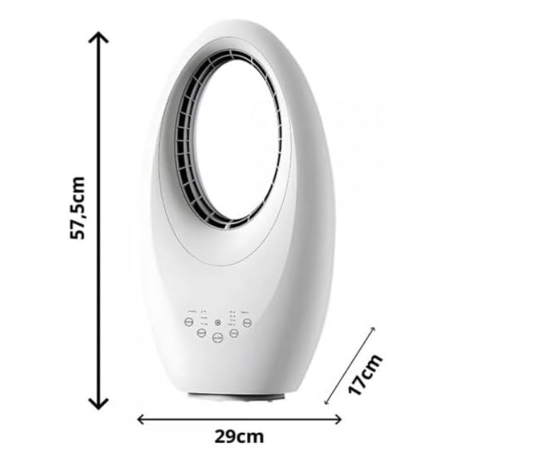 Ventilador sin aspas Bilake de 50W con 3 Velocidades, Temporizador, Oscilación y Mando | Silencioso y Seguro | Blanco