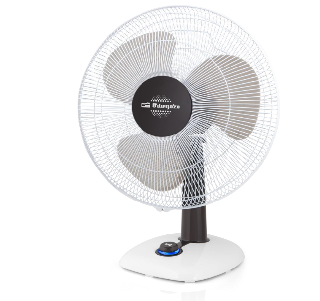 Ventilador de mesa Orbegozo TF 0133 de 40W con 3 Velocidades, Hélice 30 cm, Oscilación y Rejilla de Seguridad | Blanco