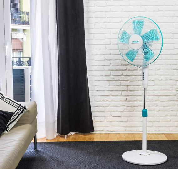 Ventilador de pie Cecotec EnergySilence 500 de 40W con 5 Aspas de 40 cm, 3 Velocidades, Oscilación y Altura Ajustable | Motor de Cobre | Blanco