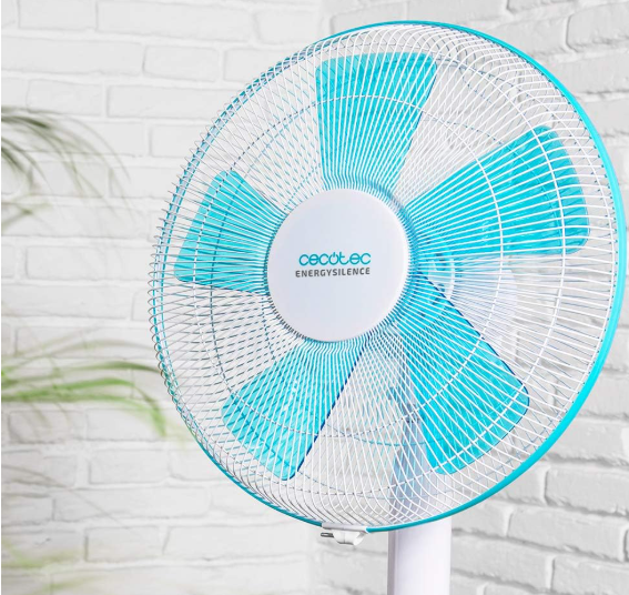 Ventilador de pie Cecotec EnergySilence 500 de 40W con 5 Aspas de 40 cm, 3 Velocidades, Oscilación y Altura Ajustable | Motor de Cobre | Blanco