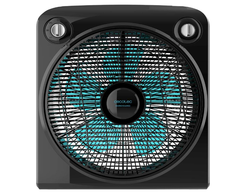Ventilador de suelo Cecotec EnergySilence 6000 PowerBox Black de 50W con 5 Aspas de 30 cm, 3 Velocidades, Motor de Cobre y Rejilla Rotatoria | Negro