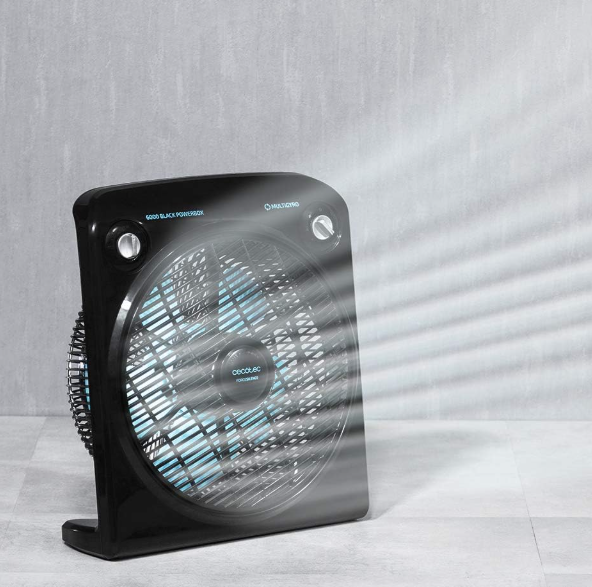 Ventilador de suelo Cecotec EnergySilence 6000 PowerBox Black de 50W con 5 Aspas de 30 cm, 3 Velocidades, Motor de Cobre y Rejilla Rotatoria | Negro