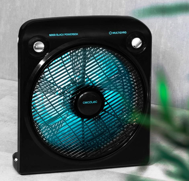 Ventilador de suelo Cecotec EnergySilence 6000 PowerBox Black de 50W con 5 Aspas de 30 cm, 3 Velocidades, Motor de Cobre y Rejilla Rotatoria | Negro