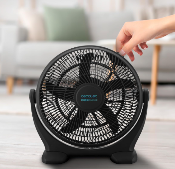 Ventilador industrial de suelo Cecotec EnergySilence 1400 FloorFlow de 50W, 14”, 3 Velocidades y 5 Aspas Aerodinámicas | Máxima Seguridad