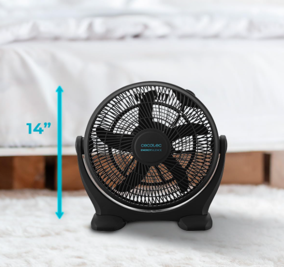Ventilador industrial de suelo Cecotec EnergySilence 1400 FloorFlow de 50W, 14”, 3 Velocidades y 5 Aspas Aerodinámicas | Máxima Seguridad