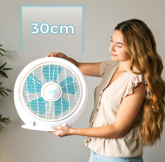 Ventilador de suelo Cecotec EnergySilence 4500 Power Box de 45W con 5 Aspas de 12”, 3 Velocidades, Temporizador 1h y Rejilla Giratoria | Blanco