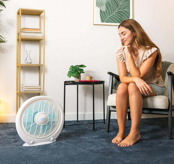 Ventilador de suelo Cecotec EnergySilence 4500 Power Box de 45W con 5 Aspas de 12”, 3 Velocidades, Temporizador 1h y Rejilla Giratoria | Blanco