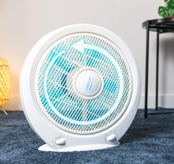 Ventilador de suelo Cecotec EnergySilence 4500 Power Box de 45W con 5 Aspas de 12”, 3 Velocidades, Temporizador 1h y Rejilla Giratoria | Blanco