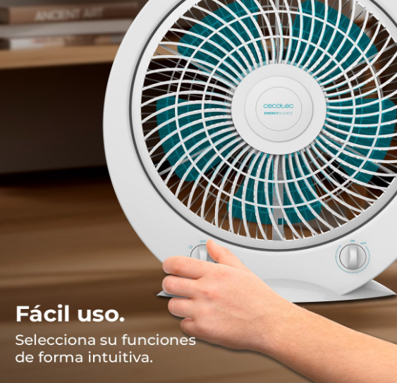 Ventilador de suelo Cecotec EnergySilence 4500 Power Box de 45W con 5 Aspas de 12”, 3 Velocidades, Temporizador 1h y Rejilla Giratoria | Blanco