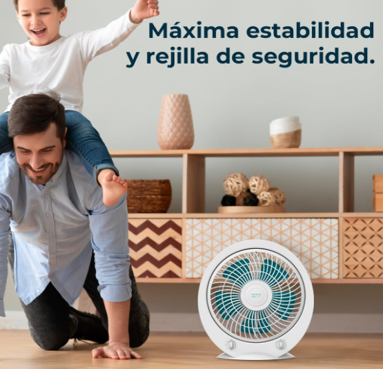Ventilador de suelo Cecotec EnergySilence 4500 Power Box de 45W con 5 Aspas de 12”, 3 Velocidades, Temporizador 1h y Rejilla Giratoria | Blanco