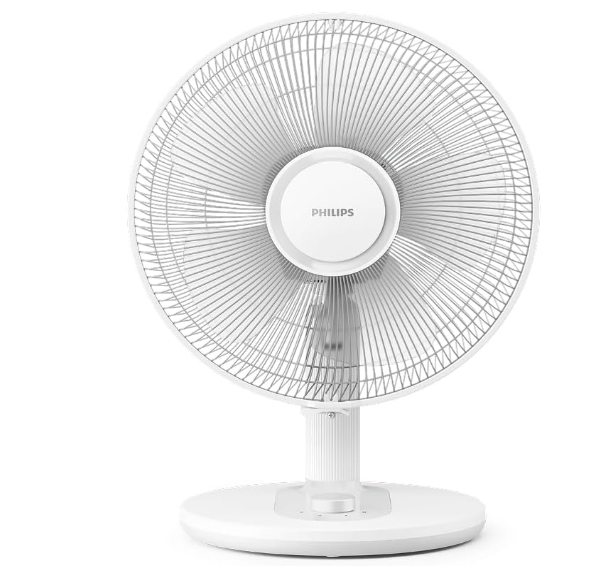 Ventilador de mesa Philips Serie 1000 CX1030/00 de 35 dB, 2.000 m³/h, 3 Velocidades, Rotación 80° e Inclinación 30° | Blanco