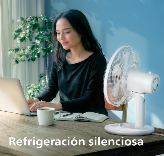 Ventilador de mesa Philips Serie 1000 CX1030/00 de 35 dB, 2.000 m³/h, 3 Velocidades, Rotación 80° e Inclinación 30° | Blanco