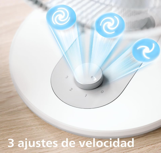 Ventilador de mesa Philips Serie 1000 CX1030/00 de 35 dB, 2.000 m³/h, 3 Velocidades, Rotación 80° e Inclinación 30° | Blanco