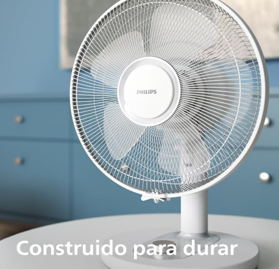 Ventilador de mesa Philips Serie 1000 CX1030/00 de 35 dB, 2.000 m³/h, 3 Velocidades, Rotación 80° e Inclinación 30° | Blanco