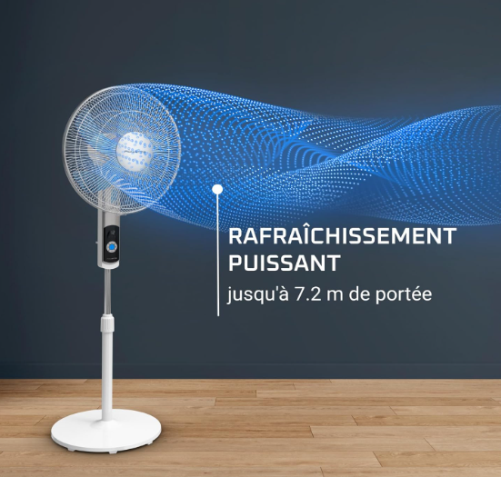 Ventilador de pie Rowenta Turbo Silence VU5650 con 12 Velocidades, 35 dB, Pantalla LED, Temporizador y Mando | Modo Silent Night | Blanco