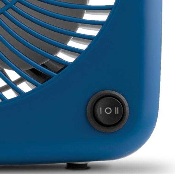 Ventilador portátil Jocca Box Fan de 30 cm y 30W con 5 Aspas, 3 Velocidades, Temporizador y Sistema Antivuelco | Suelo o Mesa | Azul