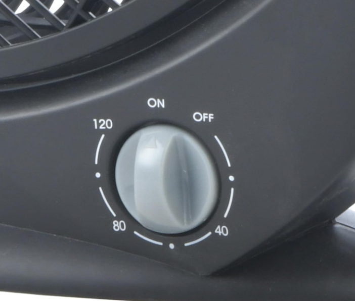 Ventilador portátil Jocca Box Fan de 30 cm con 5 Aspas, 3 Velocidades, Temporizador y Sistema Antivuelco | Suelo o Mesa | Negro