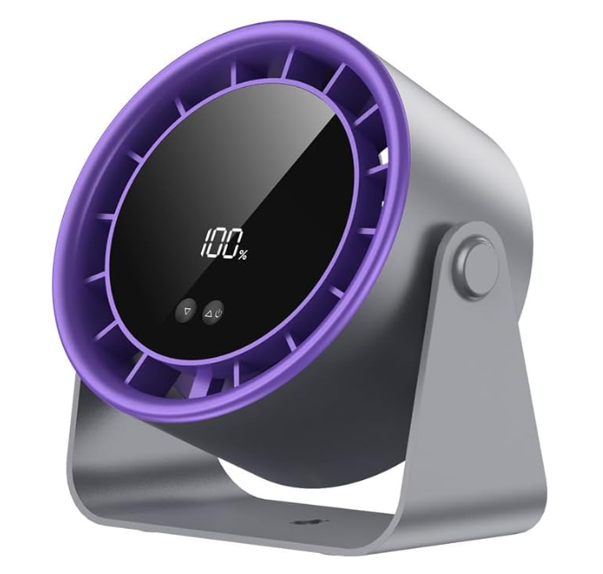 Ventilador de mesa USB Timiyou con 100 Velocidades, Pantalla LED, Giro 360°, Batería 2400 mAh (12h) y Modo 2 en 1 Mesa/Pared | Silencioso y Portátil