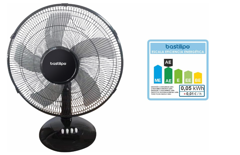 Ventilador de mesa Bastilipo Roche de 35W con 3 Velocidades | Compacto, Estable y Silencioso
