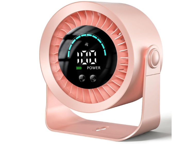 Ventilador de mesa DDKJ silencioso rosa con 100 ajustes continuos, pantalla LED, batería 4000 mAh (13h) y diseño 2 en 1 Mesa/Pared | USB Recargable