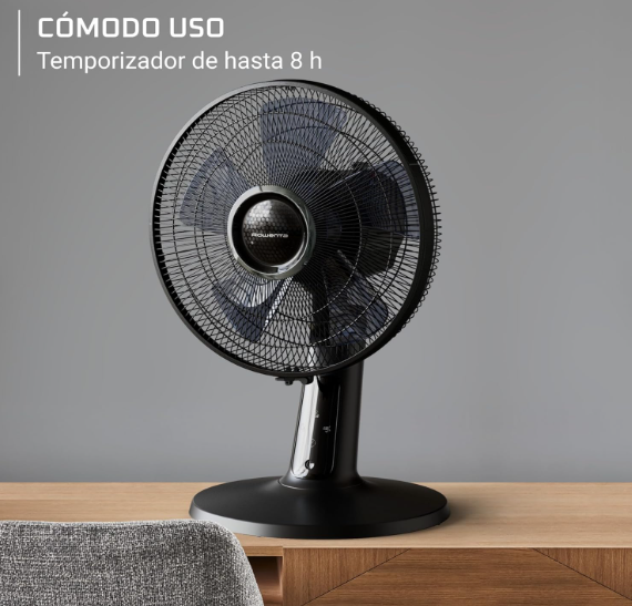 Ventilador de sobremesa Rowenta Turbo Silence Extreme+ VU2750F0 con 3 velocidades, bajo consumo y frescor silencioso | Alto rendimiento | Negro